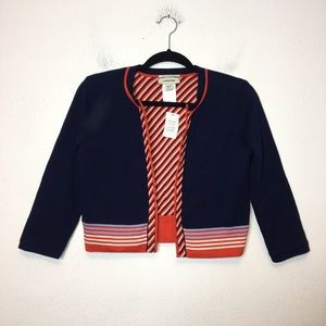Lands End Blue and Orange Reversible Cardigan